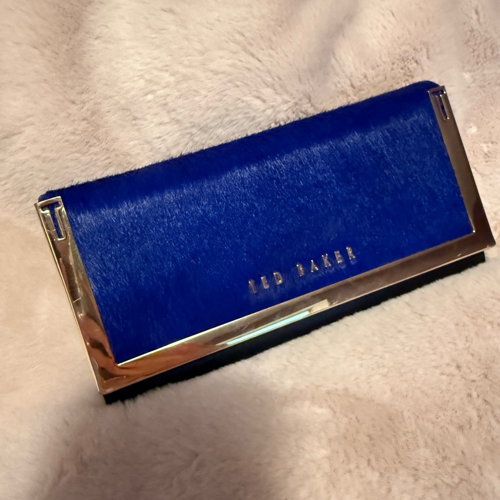 Ted Baker Blue Wallet Sleek Design Metallic Accents